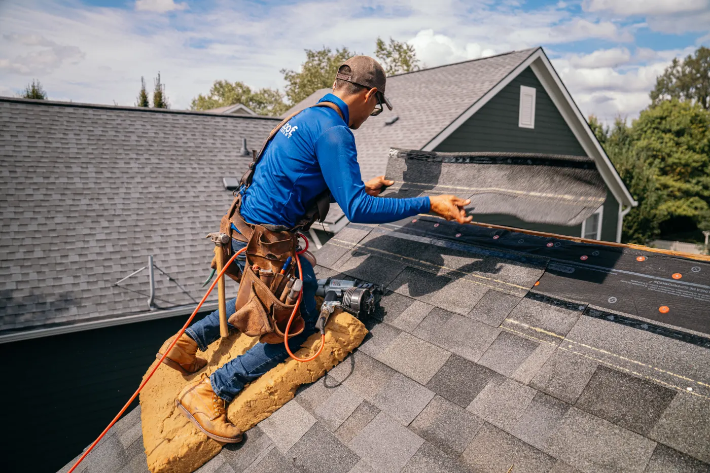 Tarping and dry-in on a New Whiteland commercial roof